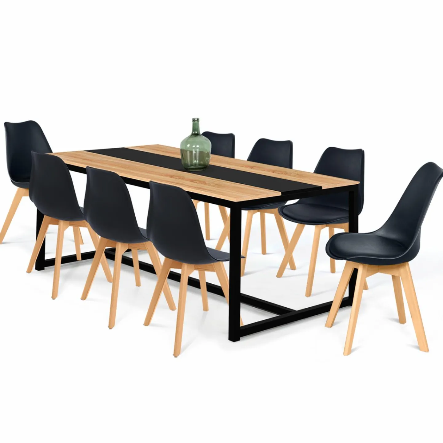 Table industrielle bois et métal 8 personnes 180 cm*IDMarket Hot