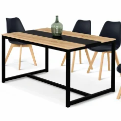Table industrielle bois et métal 6 personnes 120 cm*IDMarket Clearance