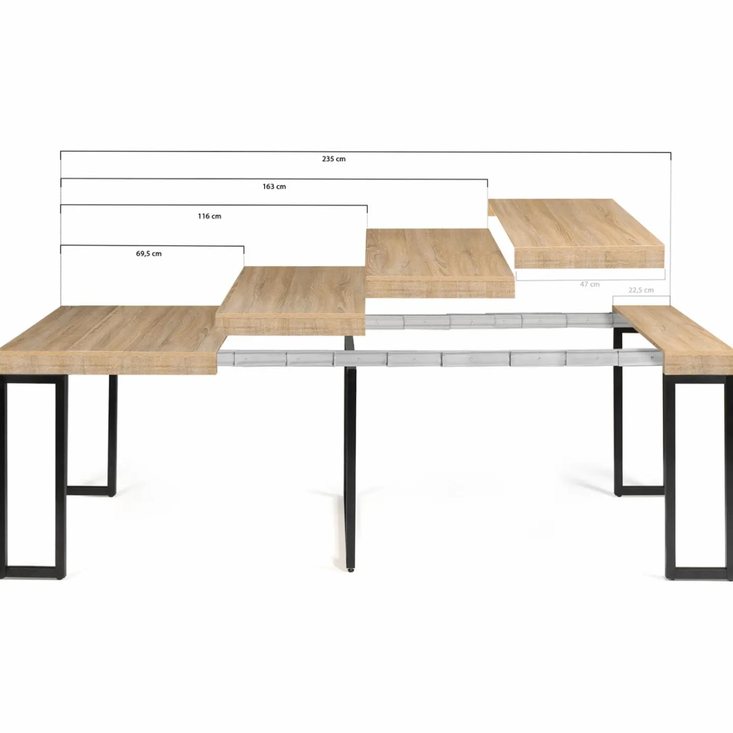 Table industrielle extensible 10 personnes 235 cm*IDMarket