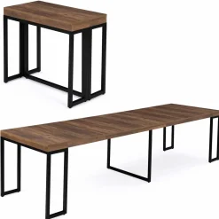 Table industrielle extensible 14 personnes 300 cm bois foncé*IDMarket Clearance