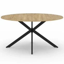 Table industrielle 8 personnes ovale bois et pied araignée noir 150 cm*IDMarket