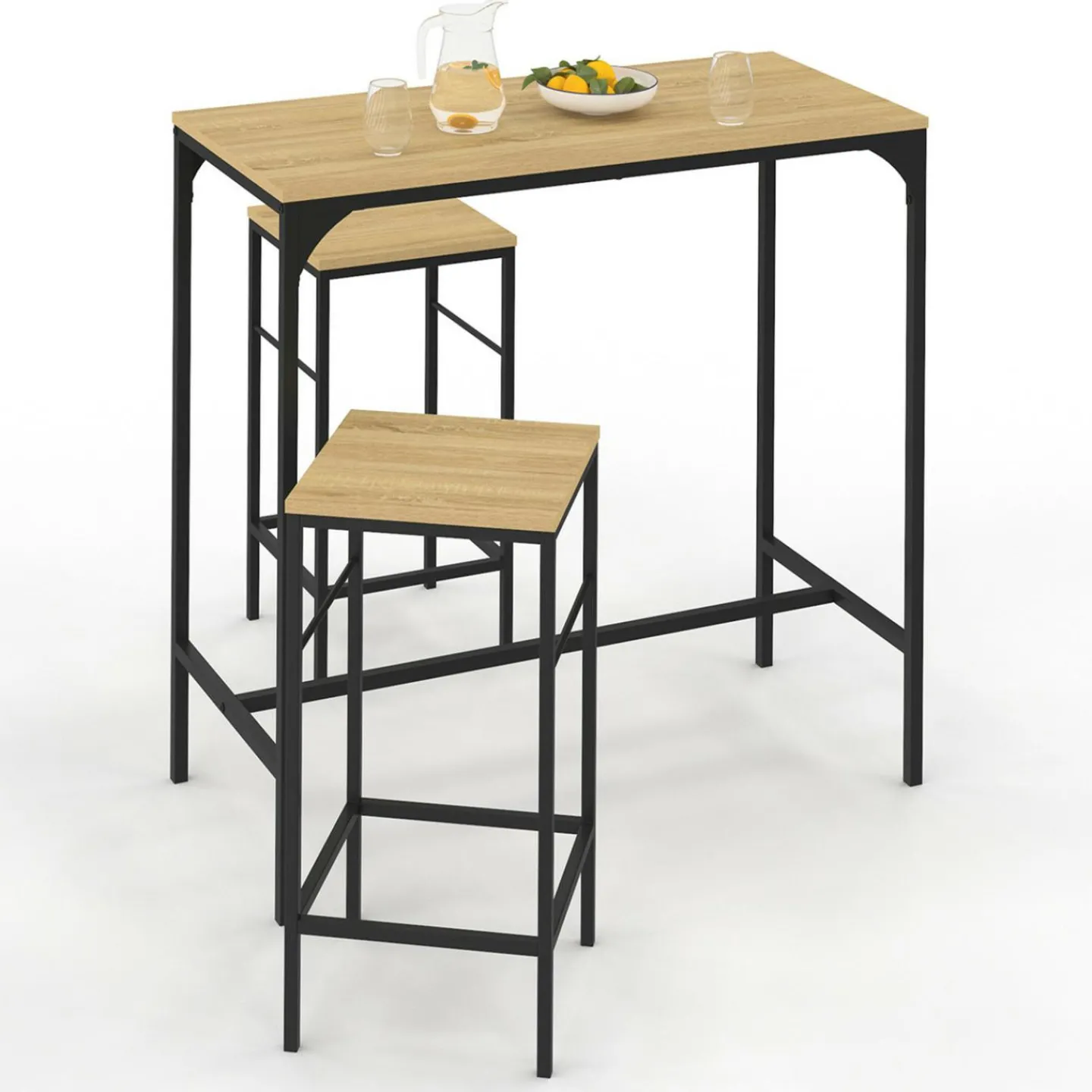 Table mange-debout style industriel avec 2 tabourets*IDMarket New