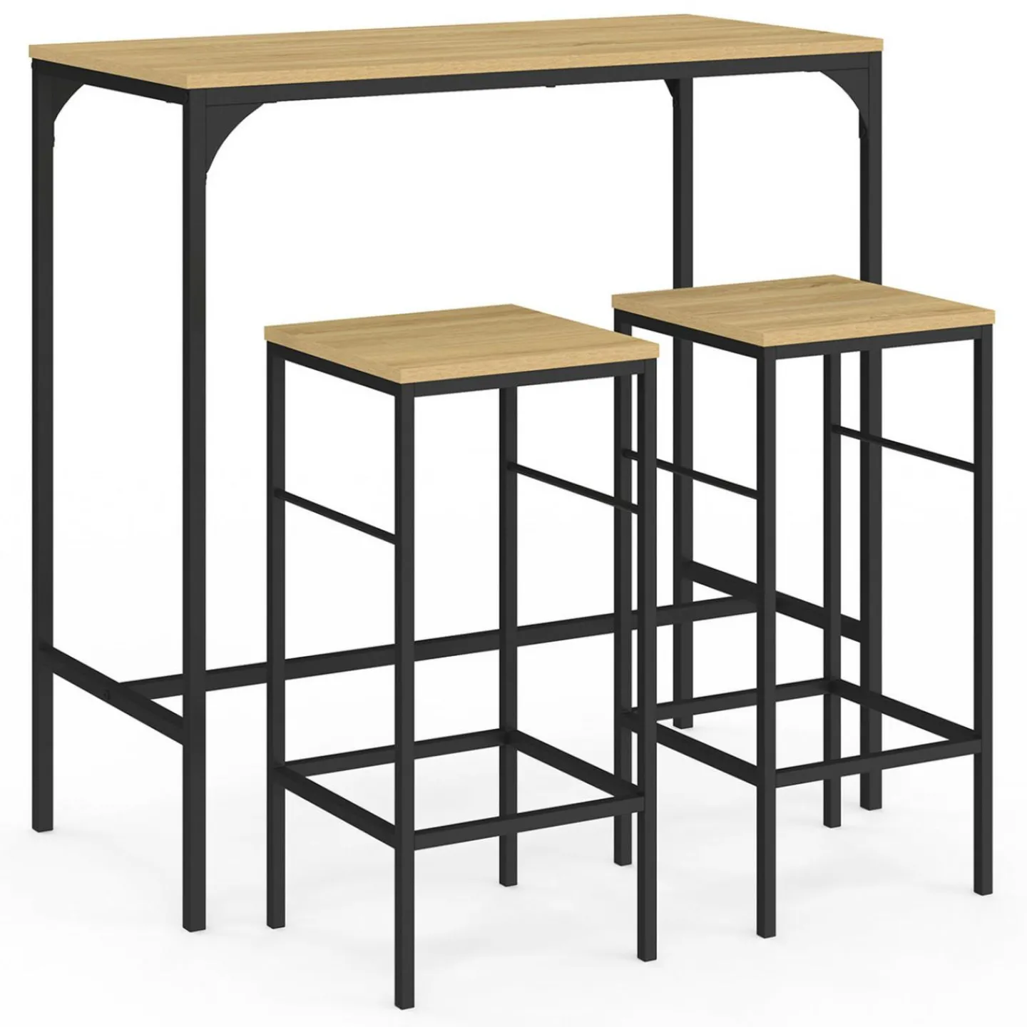 Table mange-debout style industriel avec 2 tabourets*IDMarket New