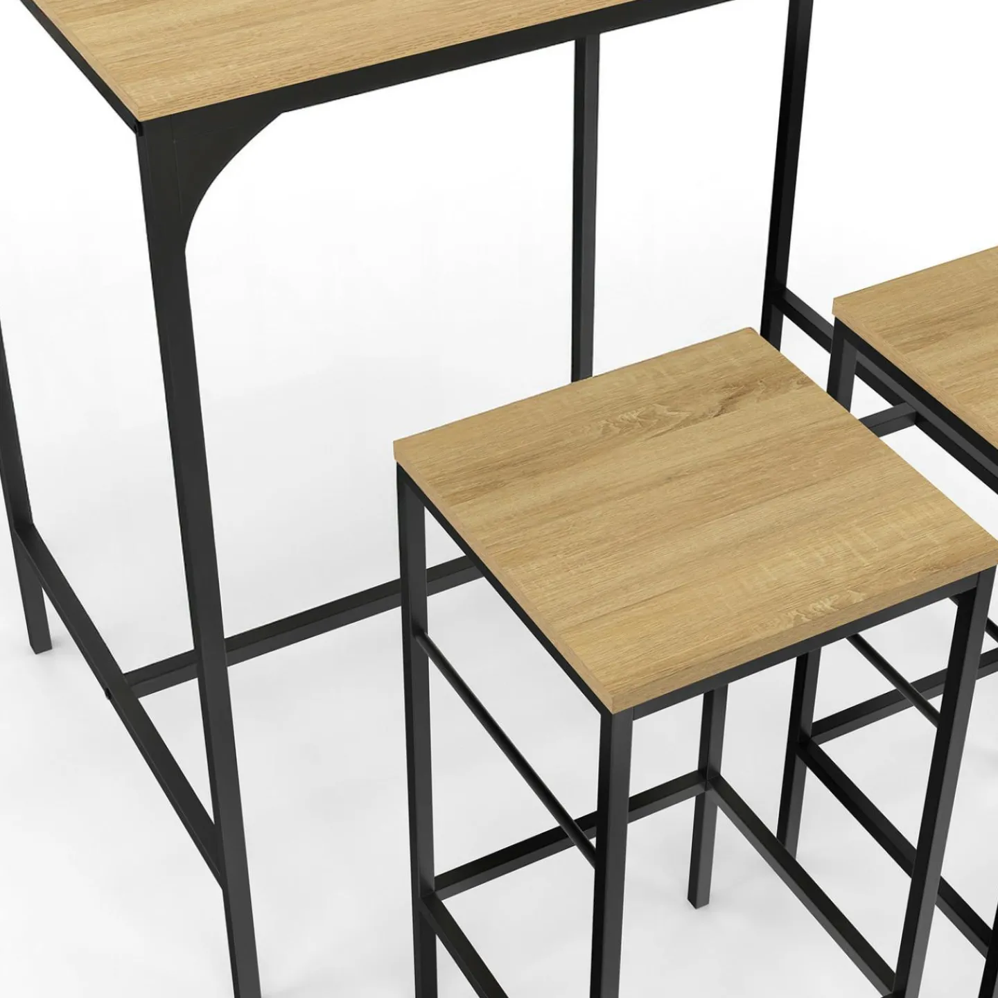 Table mange-debout style industriel avec 2 tabourets*IDMarket New