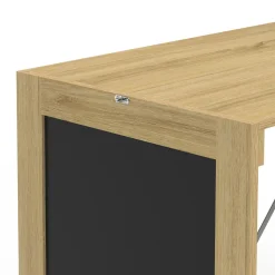 Table murale pliable MACCHIA avec étagères et tableau craie 2 personnes bois et noir*IDMarket Sale