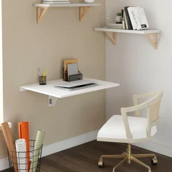 Table murale rabattable bois blanc 2 personnes L.70cm*IDMarket New