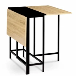 Table pliante industrielle bois et métal noir 2-4 personnes*IDMarket