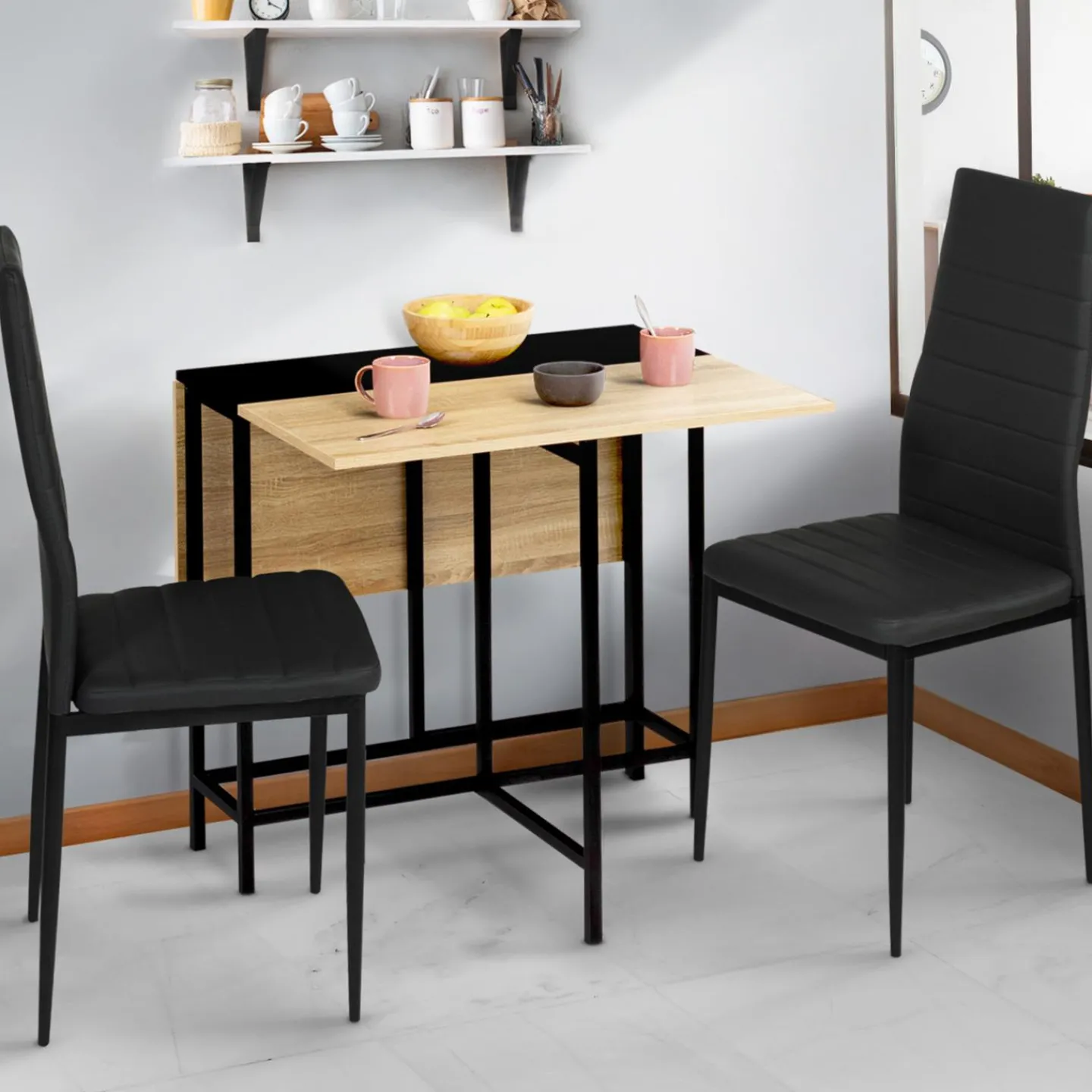 Table pliante industrielle bois et métal noir 2-4 personnes*IDMarket
