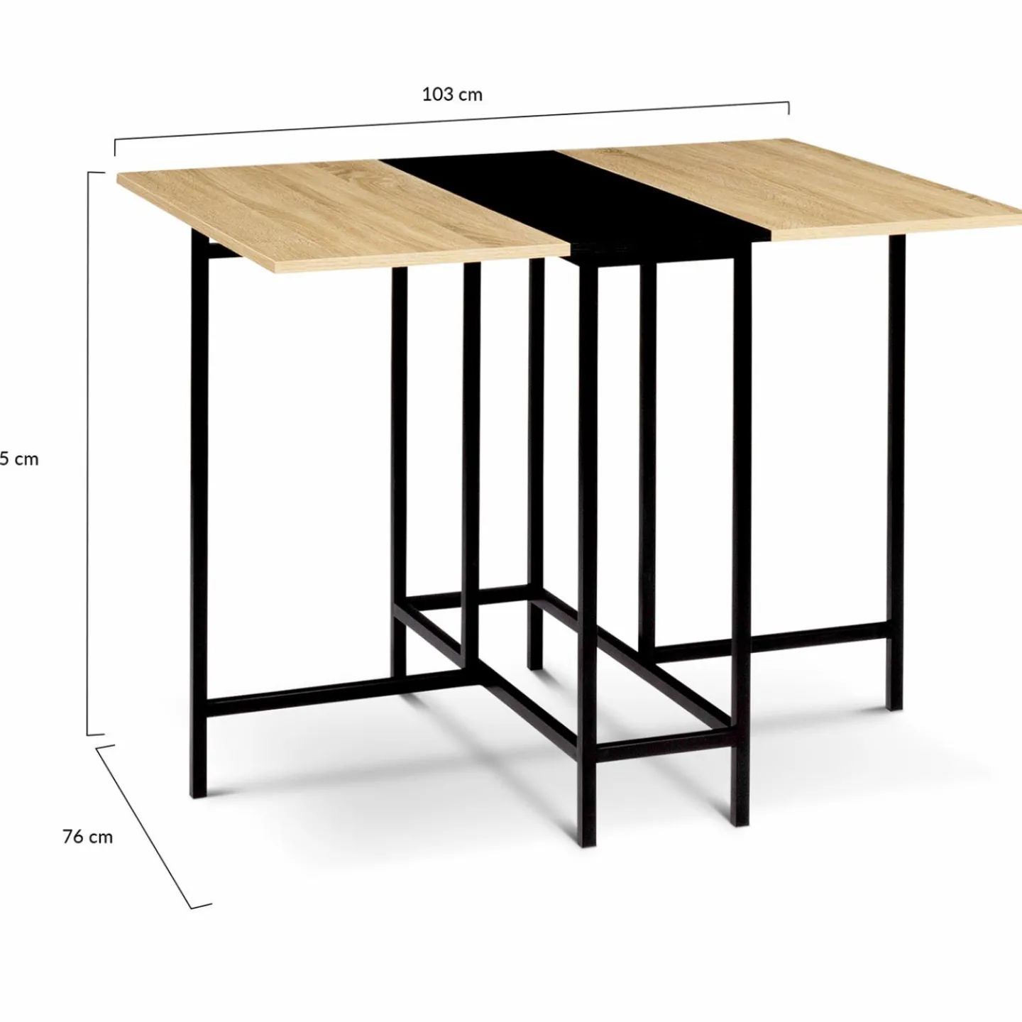 Table pliante industrielle bois et métal noir 2-4 personnes*IDMarket