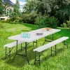 Table pliante portable blanche 1m80 et 2 bancs pliables*IDMarket Best