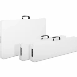 Table pliante portable blanche 1m80 et 2 bancs pliables*IDMarket Best