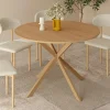 Table ronde 6 personnes bois effet hêtre 6 personnes 110 cm pied araignée*IDMarket