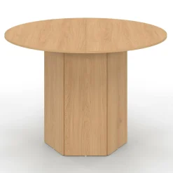 Table ronde 6 personnes bois effet hêtre 110 cm pied hexagonal*IDMarket Best