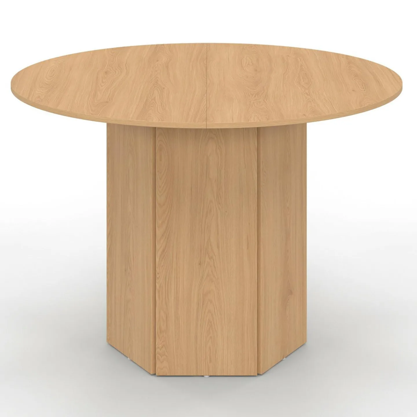 Table ronde 6 personnes bois effet hêtre 110 cm pied hexagonal*IDMarket Best