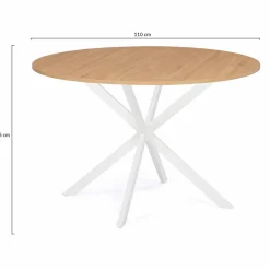 Table ronde bois et blanche 6 personnes industrielle*IDMarket Outlet