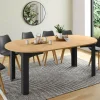 Table ronde extensible 110-200 cm 4-10 personnes plateau façon hêtre pieds noirs*IDMarket Sale
