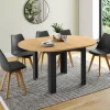 Table ronde extensible 4-8 personnes noir et bois*IDMarket Online