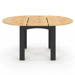 Table ronde extensible 4-8 personnes noir et bois*IDMarket Online