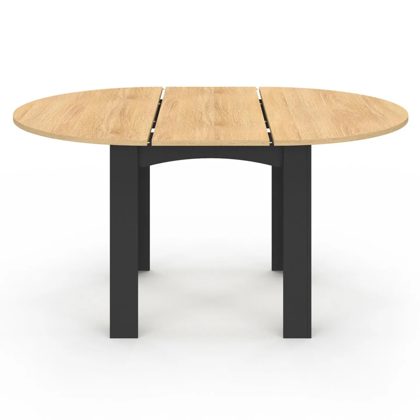 Table ronde extensible 4-8 personnes noir et bois*IDMarket Online