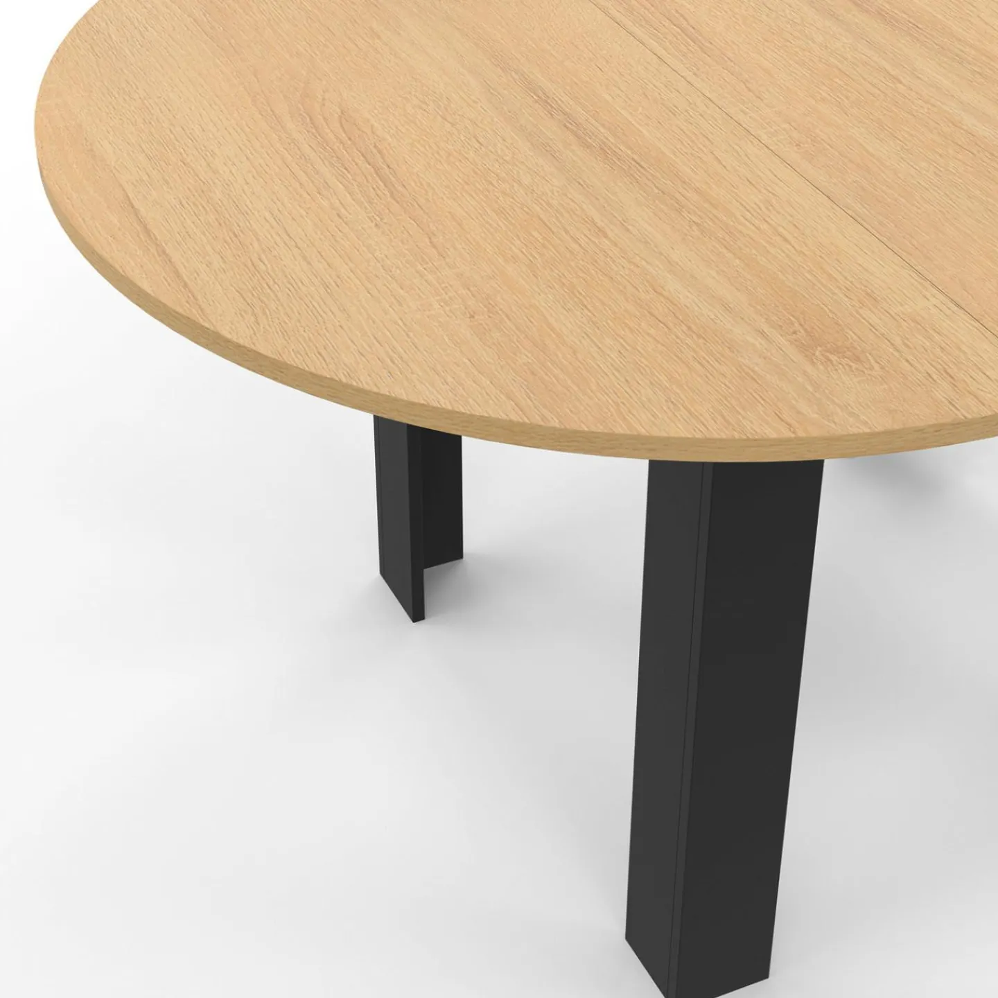 Table ronde extensible 4-8 personnes noir et bois*IDMarket Online