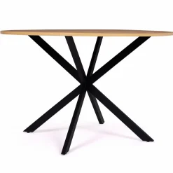 Table ronde noir et bois 4-6 personnes 110cm pied araignée*IDMarket Best