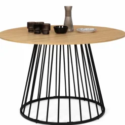 Table ronde pied filaire bois et noir 6 personnes*IDMarket Hot
