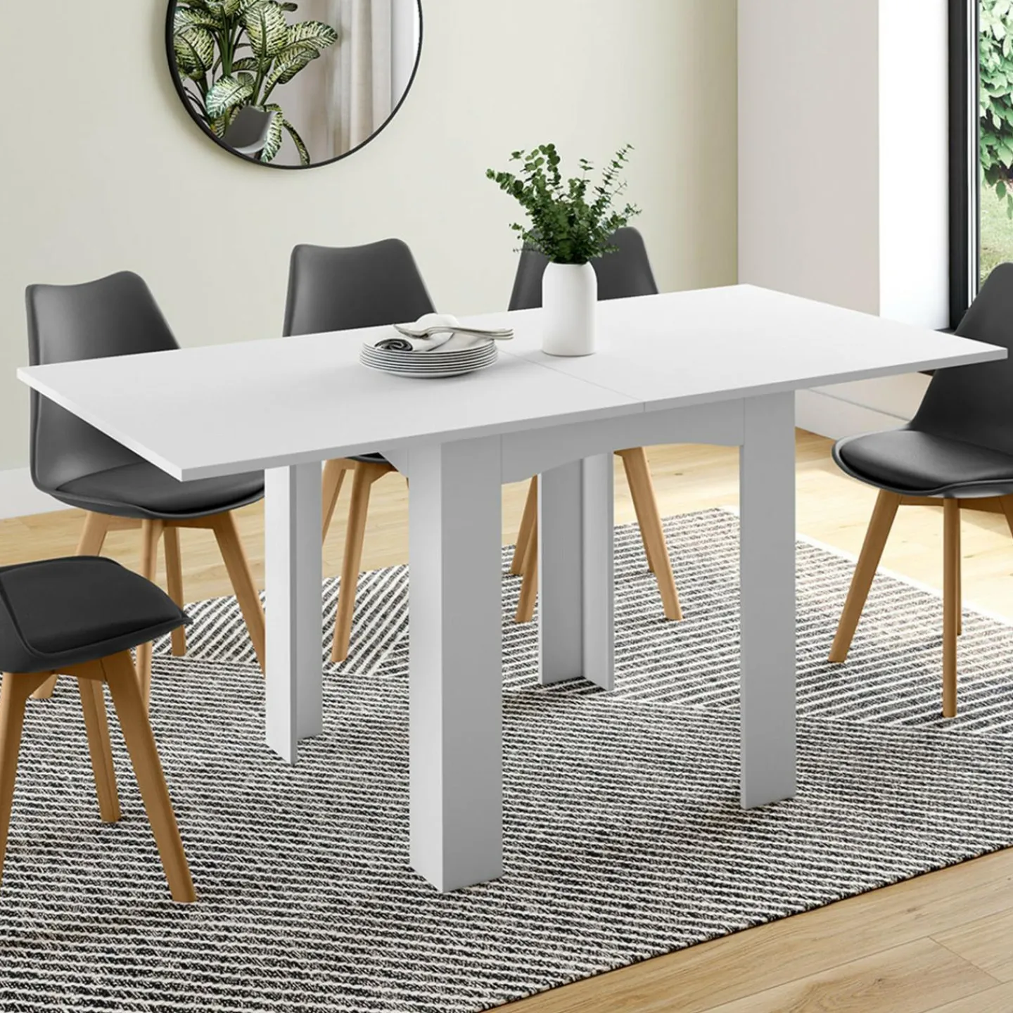 Table salle à manger extensible blanche*IDMarket Discount