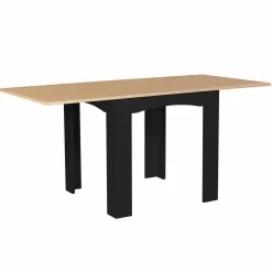 Table salle à manger extensible noire plateau façon hêtre*IDMarket Best