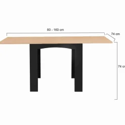 Table salle à manger extensible noire plateau façon hêtre*IDMarket Best