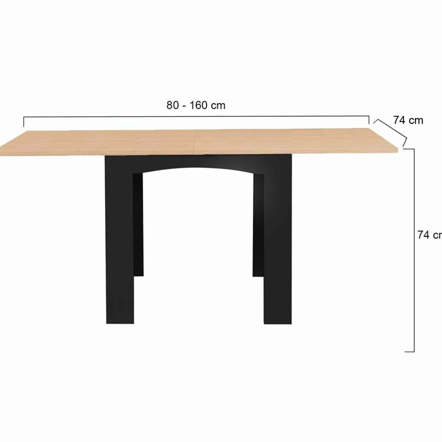 Table salle à manger extensible noire plateau façon hêtre*IDMarket Best