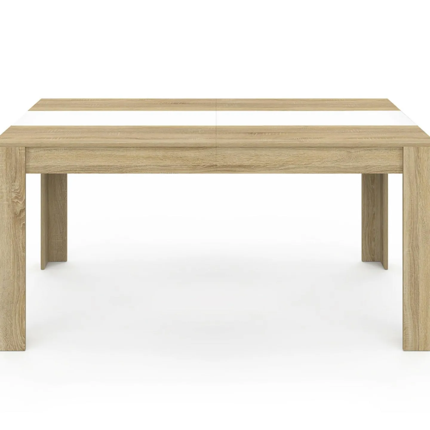 Table salle à manger moderne 160 cm imitation hêtre et blanc*IDMarket Best