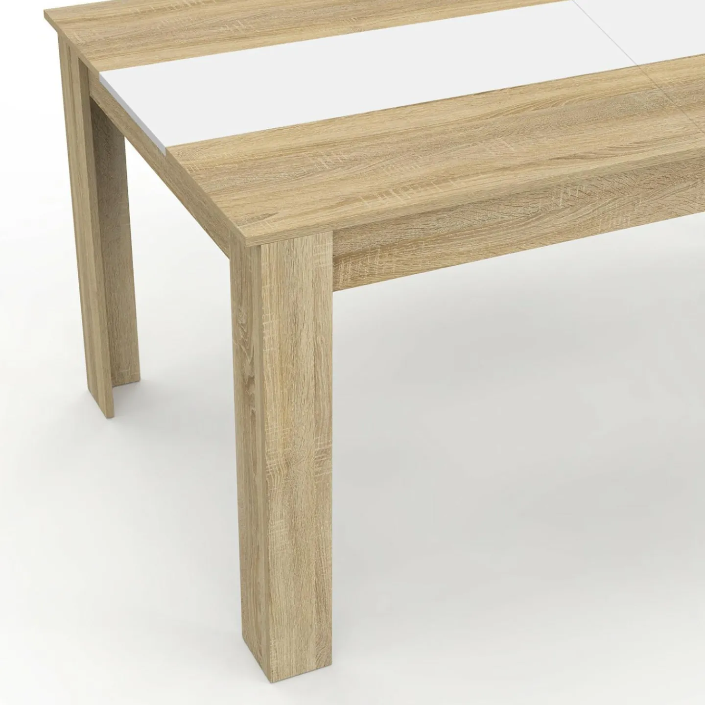 Table salle à manger moderne 160 cm imitation hêtre et blanc*IDMarket Best