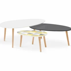 Tables basses de salon gigognes scandinaves ovales*IDMarket Online