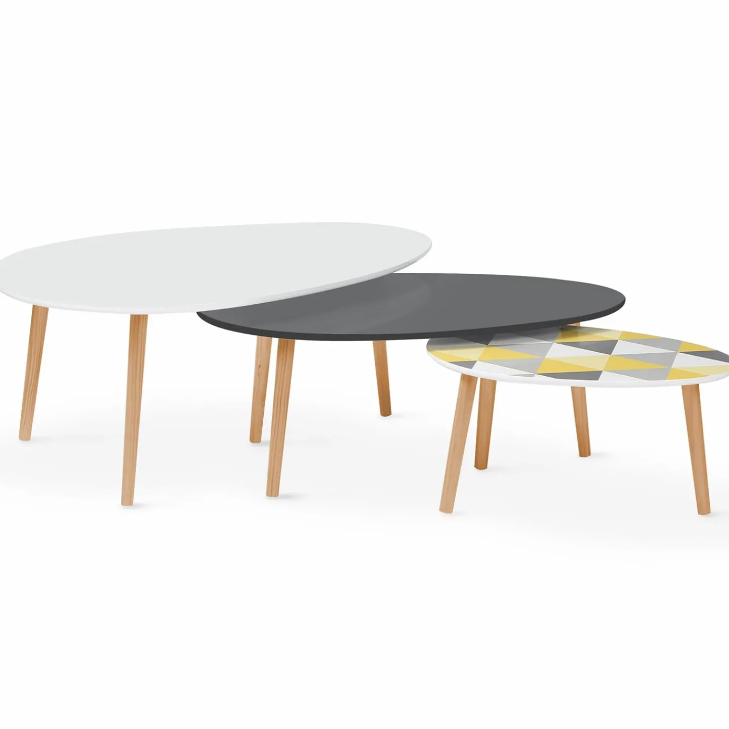 Tables basses de salon gigognes scandinaves ovales*IDMarket Online