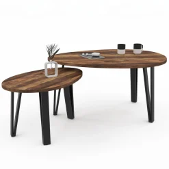 Tables basses gigognes bois et pied noir*IDMarket