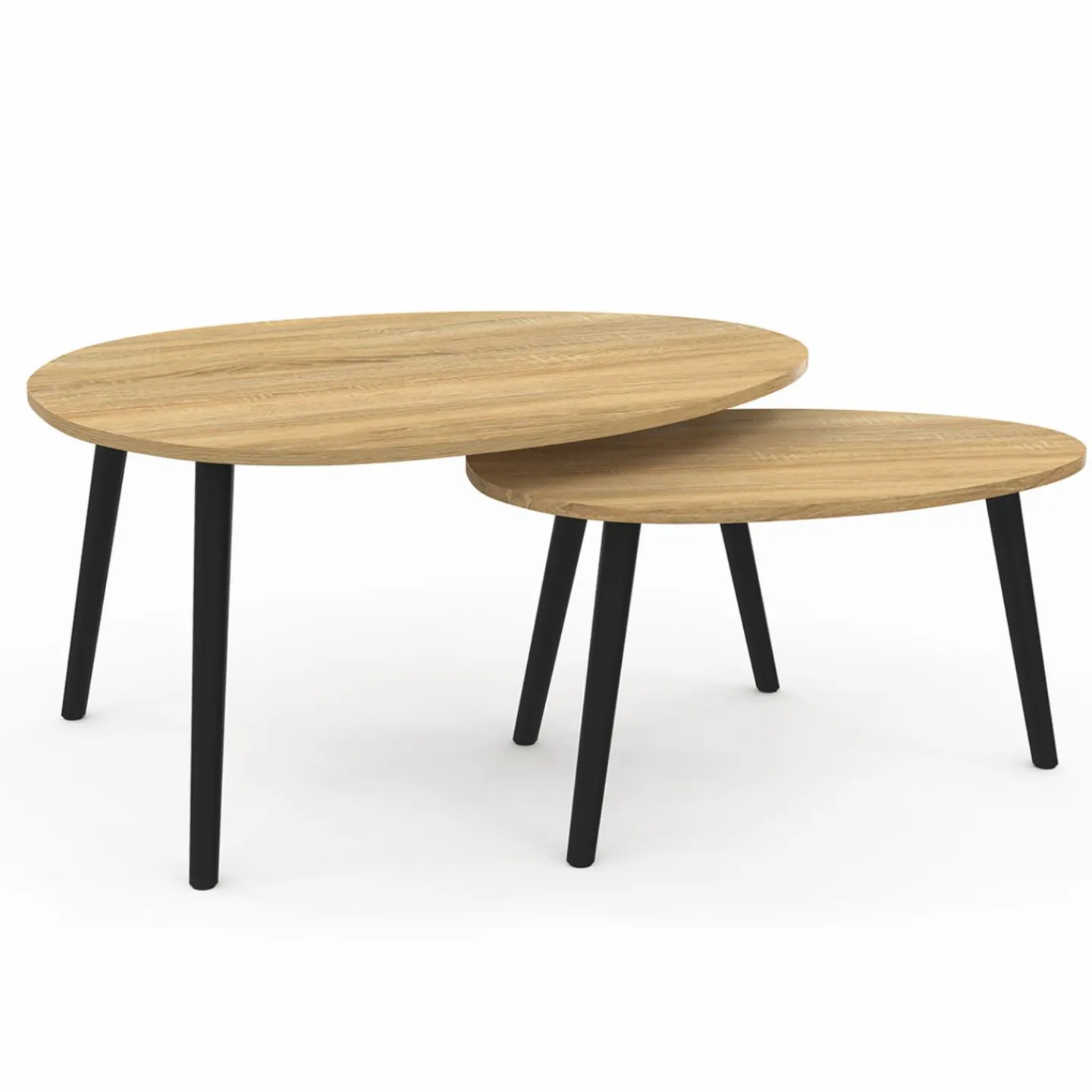 Tables basses gigognes scandinaves bois et noir - lot de 2*IDMarket New