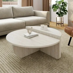 Tables basses rondes effet travertin*IDMarket Sale