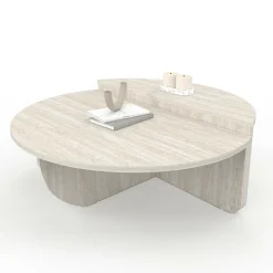 Tables basses rondes effet travertin*IDMarket Sale