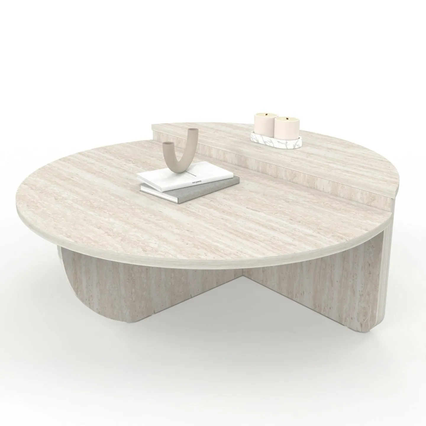 Tables basses rondes effet travertin*IDMarket Sale