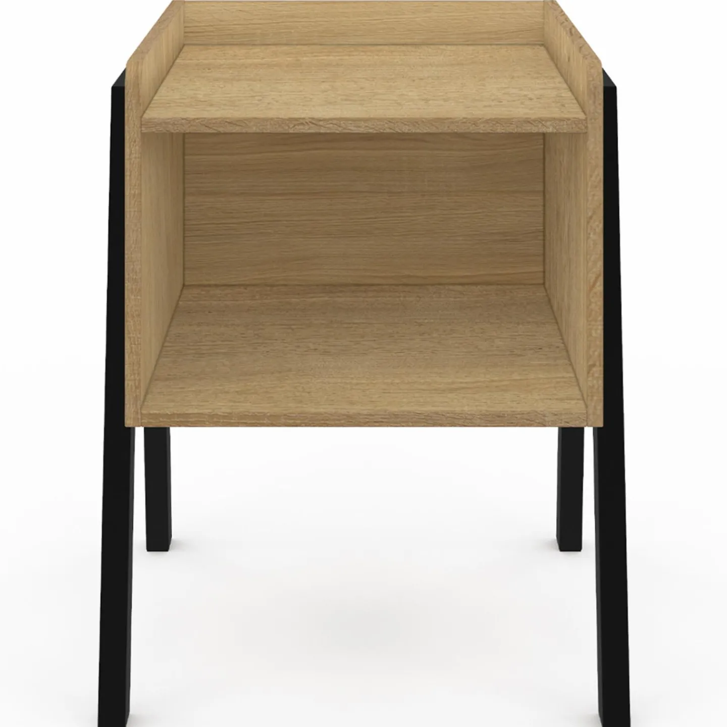 Tables de chevet 1 niche bois et pieds métal noir - lot de 2*IDMarket Sale