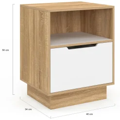 Tables de chevet 1 tiroir blanc hêtre*IDMarket Sale