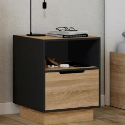 Tables de chevet 1 tiroir hêtre noir*IDMarket Outlet