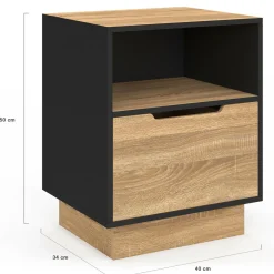 Tables de chevet 1 tiroir hêtre noir*IDMarket Outlet