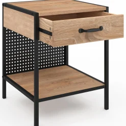 Tables de chevet acier perforé avec 1 tiroir design industriel*IDMarket Best