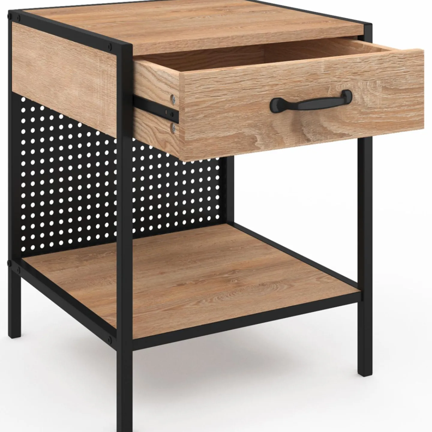 Tables de chevet acier perforé avec 1 tiroir design industriel*IDMarket Best