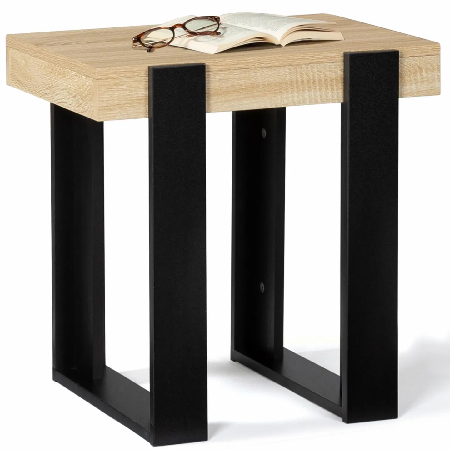 Tables de chevet bois et métal noir style loft industriel*IDMarket