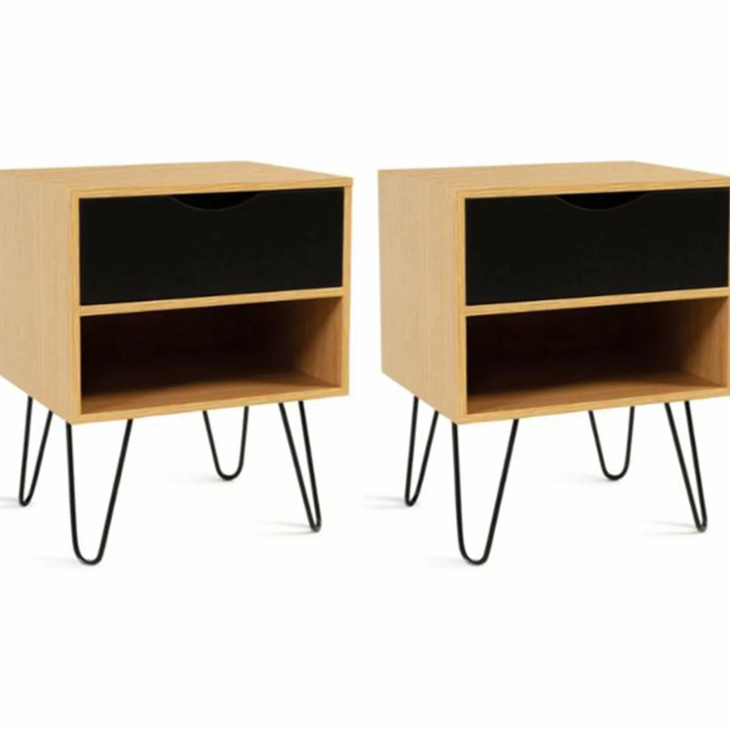 Tables de chevet bois et métal pieds épingle*IDMarket Sale