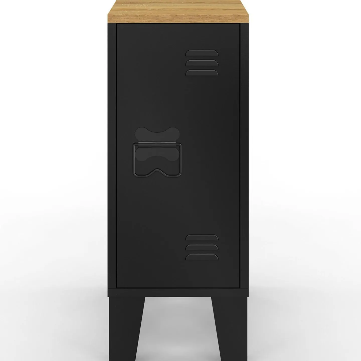 Tables de chevet industrielles plateau bois façon hêtre avec porte métal noir*IDMarket Discount