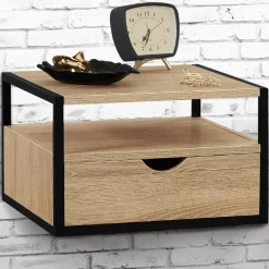 Tables de chevet murales bois et métal style industriel*IDMarket