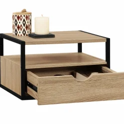Tables de chevet murales bois et métal style industriel*IDMarket
